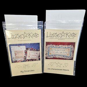 Lizzie Kate My Grandma and Christmas Morn Sayings Cross Stitch Patterns Lot of 2